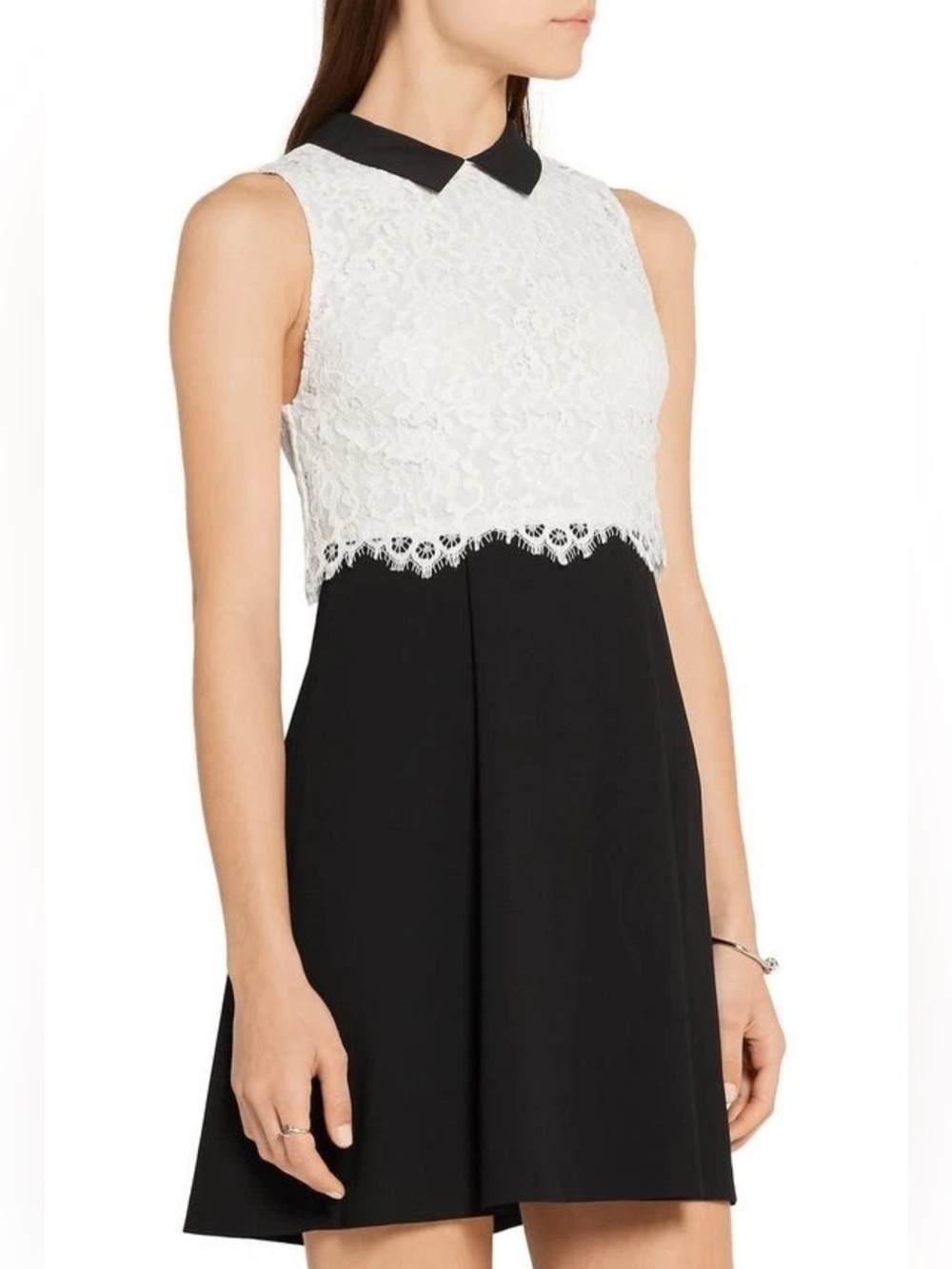 Alice + Olivia Desra  Lace Black Cram Dress Size 4 - Picture 2 of 12